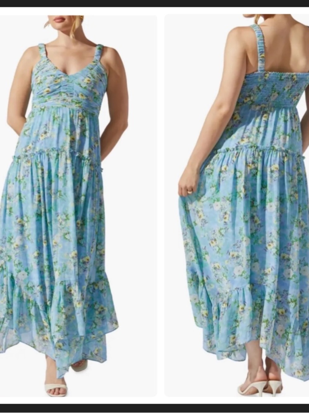 ASTR Light Blue Floral Sleeveless Maxi Dress xl - Picture 2 of 16